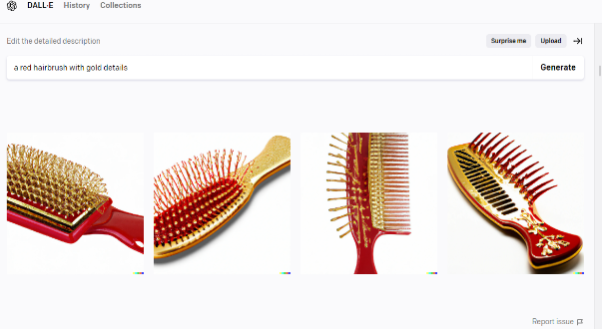 A red hairbrush with gold details